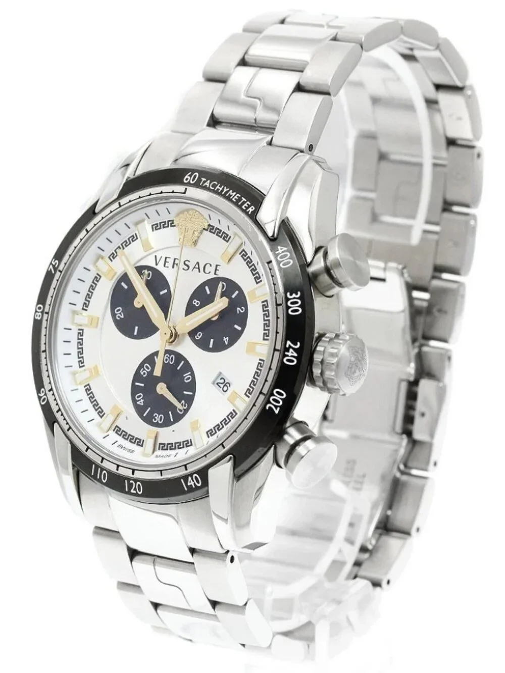 VERSACE VE21 Chronograph Date Silver / Black Dial Quartz Men's Watch_961760